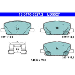 Jeu de plaquettes de frein ATE 13.0470-5527.2, avant, Céramique