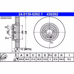 Disque de frein ATE 24.0130-0262.1, 1 pièce