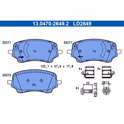 Jeu de plaquettes de frein ATE Ceramic ATE 13.0470-2649.2