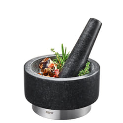 GEFU 35300 mortier et pilon Noir, Acier inoxydable Granit, Acier inoxydable