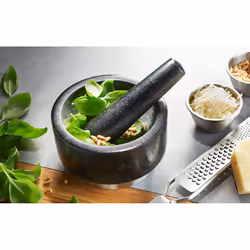 GEFU 35300 mortier et pilon Noir, Acier inoxydable Granit, Acier inoxydable