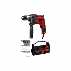 Jeu de perceuses à percussion TC-ID 1000 E Kit rouge/noir, 1 010 watts, trousse à outils, jeu de 16 perceuses