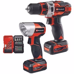 Einhell TE-CD 12/1 Li +22+CL (2x2.0Ah), Tournevis électrique, Poignée de pistolet, Noir, Métallique, Rouge, Brossé, 30 N·m, 1 ...