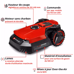 Einhell Freelexo 500 Tondeuse à gazon robot Batterie Noir, Rouge, Argent