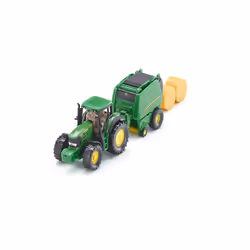 Siku John Deere Tractor with round baler, Modèle de véhicule tout terrain, 3 an(s), Vert, Jaune