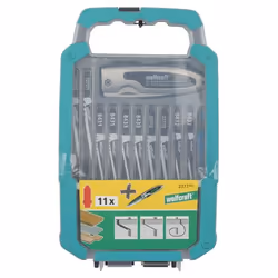 wolfcraft GmbH 2377000 Lame de scie sauteuse, à chantourner et sabre Lames de scie sauteuse Acier fin au carbone (HCS), acier rapide (HSS) 12 pièce(s)