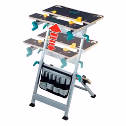 wolfcraft GmbH 6806000, Etabli avec tréteau, Aluminium, Panneaux MDF, Aluminium, Noir, 120 kg, 0 - 65°, Allemagne