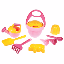 Lena Happy Sand Girls I 10 pcs, Ensemble de jouets de plage, 1 an(s), Rose, Jaune