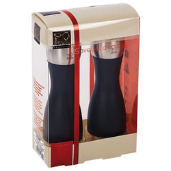 Fidji Duo de moulins à poivre et à sel en bois et inox couleur noir 15 cm