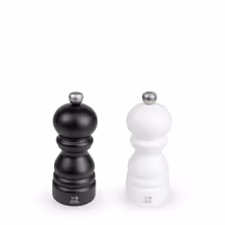 Paris Duo de moulins à poivre et à sel manuels en bois noir mat et blanc mat 12 cm - 4.75'