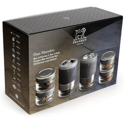 Moulin à Poivre et Sel PEUGEOT Maestro - Bois Noir & Inox - 3 Sels et 3 Poivres Inclus