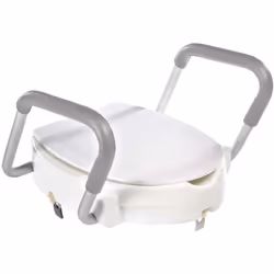 Abattant WC surélevé avec poignées couleur blanche matériau : plastique dimensions 400 × 100 × 435 mm charge maxi 500 Kg suré ...