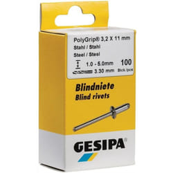 Rivet pop PolyGrip® tige de rivet d x l 4 x 10 mm acier / acier 100 un.