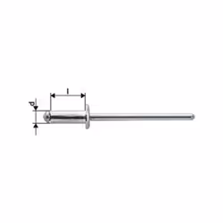 Rivet aveugle standard aluminium / acier, Tige de rivet d x l : 4,0 x 16,0 mm, Epaisseur maximale du matériau à riveter 10,5- ...