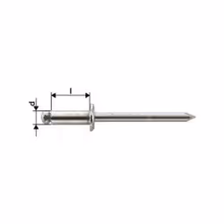 Rivet aveugle acier inoxydable A2 standard Tige de rivet d x l : 4,0 x 8,0 mm, Epaisseur maximale du matériau à riveter 2,5-4 ...