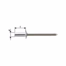 Rivet aveugle CAP aluminium/acier inoxydable standard Tige de rivet d x l : 4,0 x 11,0 mm, Epaisseur maximale du matériau à r ...