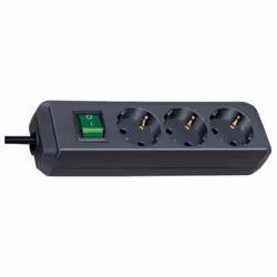 Brennenstuhl Eco-Line with switch and 1,5 mm² Ø cable, 5 m, Noir, 3 sortie(s) CA, Noir