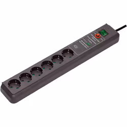Brennenstuhl Secure-Tec Surge Protection 15.000 A, 6 sortie(s) CA, 3500 W, Noir, 3 m