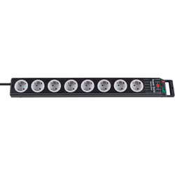 Brennenstuhl 1153380118, 2,5 m, Noir, Gris, Polycarbonate, 8 sortie(s) CA, Noir