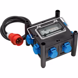 Brennenstuhl 1153690600, 2 m, Extérieure, Plastique, Caoutchouc, Noir, Bleu, 7 sortie(s) CA, 400 V