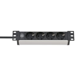 Brennenstuhl 1390007004 multiprise 2 m 4 sortie(s) CA Intérieure Noir, Argent