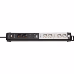 Brennenstuhl Connect Premium-Line, 3 m, Intérieure, Noir, Blanc, 6 sortie(s) CA, 3600 W, 95 mm