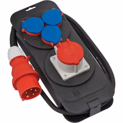 Brennenstuhl 1151600010, Basique, Plastique, Noir, Bleu, Rouge, 4 sortie(s) CA, 2 m, 400 V