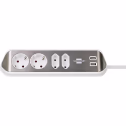Brennenstuhl 1153590420, 2 m, Intérieure, IP20, Argent, Blanc, 4 sortie(s) CA, 100 mm