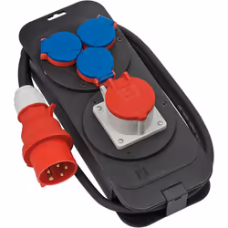 Brennenstuhl 1151600020, 2 m, Intérieur &amp; extérieur, IP44, Plastique, Noir, Bleu, Rouge, 4 sortie(s) CA