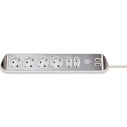 Brennenstuhl 1153590620 multiprise 2 m 6 sortie(s) CA Intérieure Argent, Blanc
