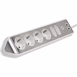 Brennenstuhl 1153590620 multiprise 2 m 6 sortie(s) CA Intérieure Argent, Blanc