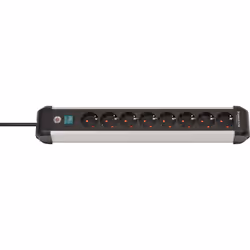 Brennenstuhl 1391030800, 3 m, Intérieure, Courbe, IP20, Noir, Argent, 8 sortie(s) CA