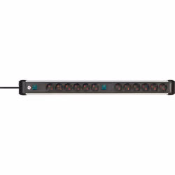 Brennenstuhl 1391030200, 3 m, Intérieure, Courbe, IP20, Noir, Argent, 12 sortie(s) CA