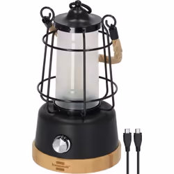 Brennenstuhl 1171800010, Lanterne de camping à piles, Noir, Bois, Métal, Plastique, IP44, 350 lm, 75 h