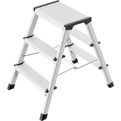 D60 4443-701 aluminium Marchepied double pliable Hauteur de travail (max.): 235 cm argent, noir 2.8 kg - Hailo