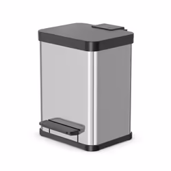 Hailo Öko duo Plus M, 18 L, Rectangulaire, Acier inoxydable, Acier inoxydable, Plastique, Pédale