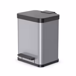 Hailo Öko duo Plus M, 18 L, Rectangulaire, Acier, Argent, Plastique, Pédale