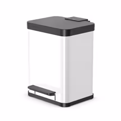 Hailo Öko duo Plus M, 18 L, Rectangulaire, Acier, Blanc, Plastique, Pédale