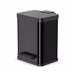 Hailo Öko duo plus M, 18 L, Rectangulaire, Acier, Noir, Plastique, Pédale