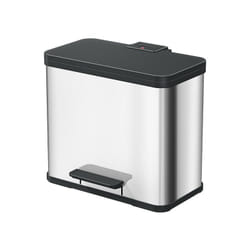 Poubelle de tri sélectif 2 bacs à pédale 25L (17+9) Hailo ko Duo Plus l Coloris - Inox