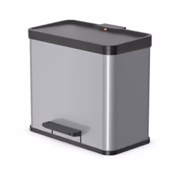 Hailo ÖKO DUO PLUS L, 26 L, Rectangulaire, Acier inoxydable, Noir, Argent, Plastique, Pédale
