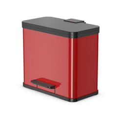 Poubelle de tri sélectif 2 bacs à pédale 25L (17+9) Hailo ko Duo Plus l Coloris - Rouge