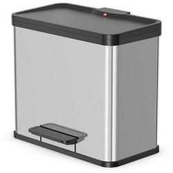 Hailo - 0633-200 Öko Trio Plus l Poubelle à pédale 3x9L Acier inoxydable/Noir
