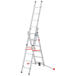 Echelle transformable pro 3 plans 3x6 échelons 3,8m/4,7m en aluminium Hailo ProfiLot