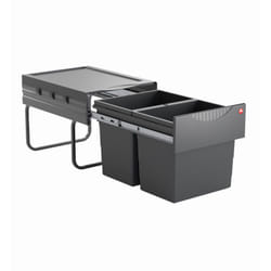 Poubelle de cuisine tri sélectif 2 bacs encastrable 40L (18+18) Hailo Raumspar Tandem Coloris - Gris Anthracite