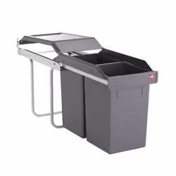 Poubelle de cuisine tri sélectif 2 bacs encastrable sous évier 30L (15+15) Hailo Tandem