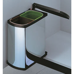 Hailo - Poubelle de cuisine encastrable sous évier 2 bacs 16L as Duo Coloris - Argent / Noir