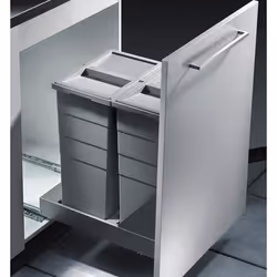HAILO Poubelle encastrable 2 bacs pour meuble coulissant 60L (29+29) Bottom Mount