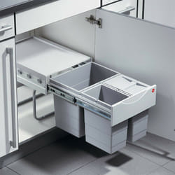 Poubelle de cuisine tri sélectif 3 bacs encastrable 35L (18+8.5+8.5) Hailo as Raumspar Tandem