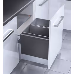 HAILO Poubelle encastrable 2 bacs pour meuble coulissant 60L (28+28) Triple XL